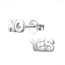 FIVE-D Yes No Earrings 925 Sterling Silver, Sterling Silver, Crystal