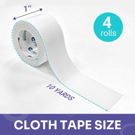 Conkote Cloth Surgical Tape 1" x 10 Yards, Hypoallergenic Medical Tape, 4 Rolls | Conkote