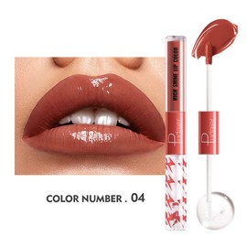Marine Forest High Shine Lip Gloss with Clear Fixed Color Lip Oil, Up to 12 Hours Long Lasting Dual Ended Liquid Lipstick, Lightweight and Non Sticky, 0.1 Oz (04)