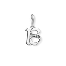 Thomas Sabo Women Charm Pendant Lucky Number 18 Charm Club 925 Sterling Silver 1508-643-21
