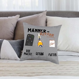 EMITUOFO Männer Kissenbezug mit 3 Taschen, 45 x 45cm Männerkissen Zierkissenbezug Männer für Papa Vater Kollege Freund Geburtstagsgeschenk