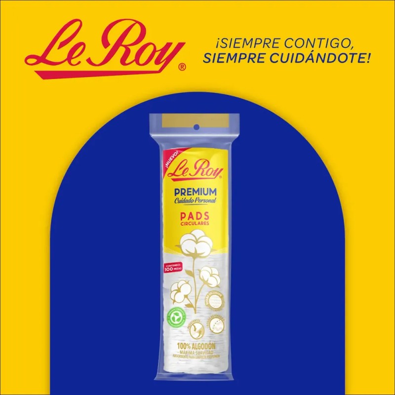 Le Roy Premium Pads Circulares 100% Algodón con 100 Piezas