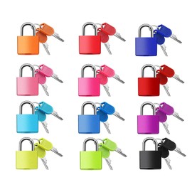 Dfuqanb Pack of 12 Suitcase Locks, Suitcase Lock with Key, Locks with Keys, Small Padlock for Luggage, Travel Suitcase, Tool Box (12 Colours)
