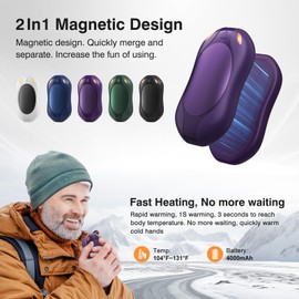 WHATOOK Hand Warmers Rechargeable Electric Hands Warmer 2 Pack Portable Heater Reusable USB Heated Gloves for Kids Women Outdoor Golf Camping Hunting Men Gifts (Purple)