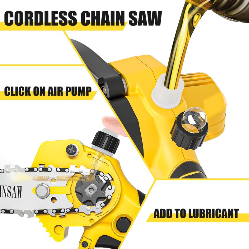 Cordless Mini Chainsaw 6 Inch, Auto Oiler &Tool-Box, One-Hand Handheld