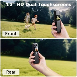 SJCAM C300 Pocket Action Camera 4K,7Hour Power, 6-Axis Stabilizer, Dual-Touch Screen Body Camera, 30M Waterproof,for Vlogging and Live Streaming, with Accessories Kits, Black,Gifts,with 64G Card