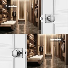STARPY 6 Pack Polished Chrome Interior Door Knob, Passage Door Knob for Hall & Closet, Non Locking Door Handle