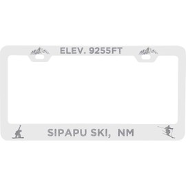 R and R Imports Sipapu Ski New Mexico Etched Metal License Plate Frame White
