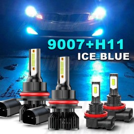AQJ For Suzuki SX4 2007-2013 4x Combo 9007&H11 LED Headlight Fog Light White Bulbs