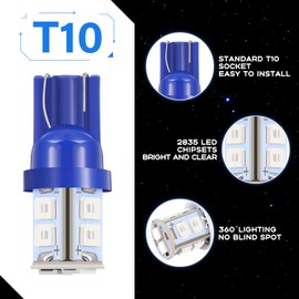 Tallew 24 Pieces Dome Light LED Car Bulb Kit Set T10 31 mm 42 mm LED Festoon Bulbs Interior Replacement for Car Map Door Courtesy(Blue)