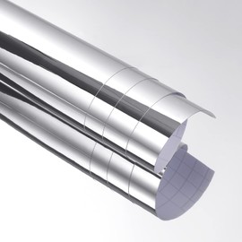 Stickyart Stickyart 12"x590" Large Silver Mirror Stickers for Walls Reflective Stickers Silver Mirrors Wallpaper Peel and Stick on Mirrors for Wall Self Adhesive Mirror Sheets for Party Holiday Decor Non Glass