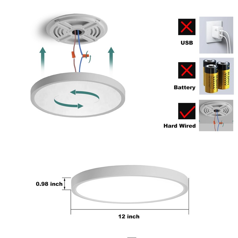 ZCHYLED 12 Inch Motion Sensor LED Ceiling Light Wired,Closet Lights