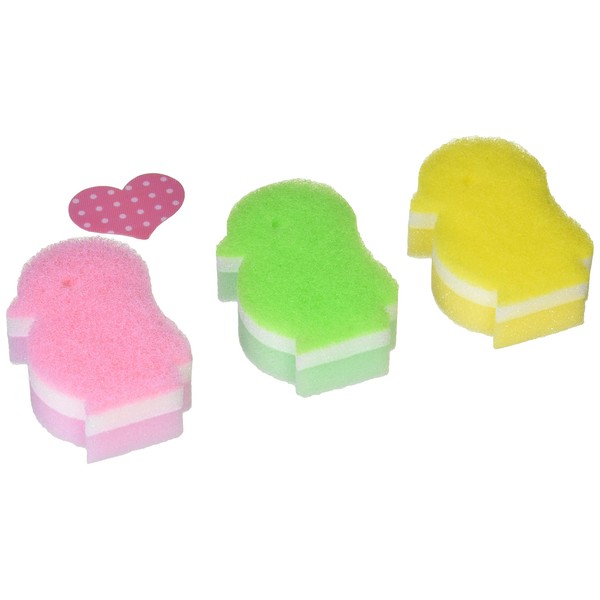Sowa Bathroom Wash Sponge Approx. 3.1 x 2.0 x 1.2 inches (8 x 5 x 3 cm), Green, Pink, Yellow
