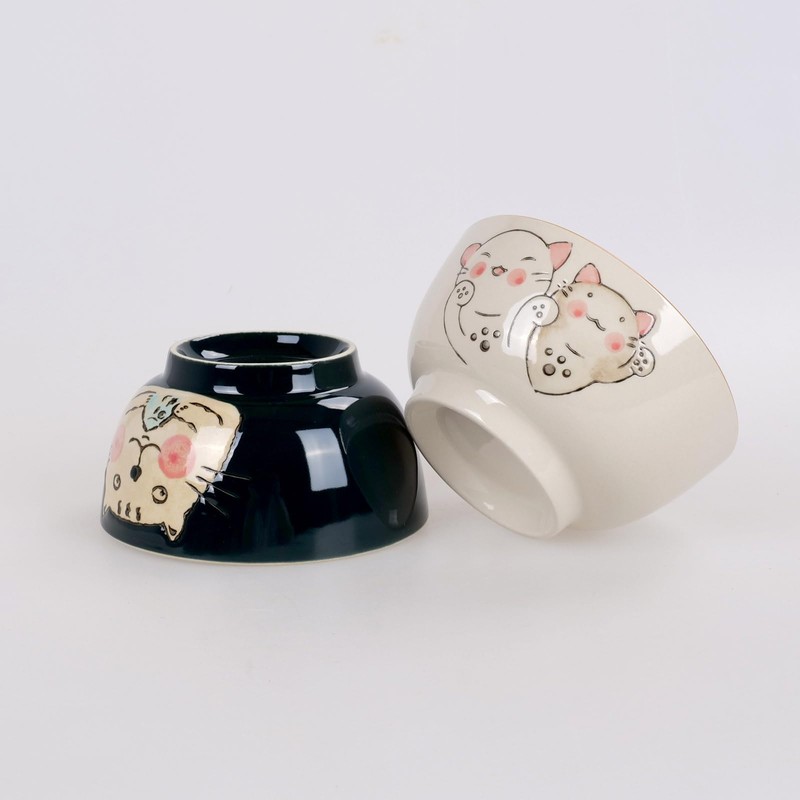 CoolChange Cute Japanese Rice Bowl Set | Hand Painted |