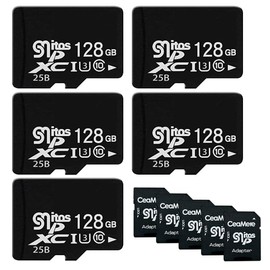 5 Pack microsd 128GB class10 U3 High Speed Class 10 Micro SD Card 128GB High Speed Transfer Heavy Duty Compatible with Smartphones, Tablets, Cameras