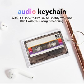 Retro Cassette Tape Keychain with Scannable QR Code Link to Your Song | Double Sided Acrylic Key Chain, Christmas, Birthday Gift for Music Lover and Men, Christmas Gift 5 * 7.1cm