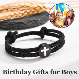 OAVOOK Birthday Gifts for 13th Boys 13 Year Old Teen Boys Cross Braided Rope Bracelets for Son, Grandson, Brother, Nephew