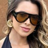 QYVEWY Trendy Oversized Aviator Sunglasses for Women Men Square Thick