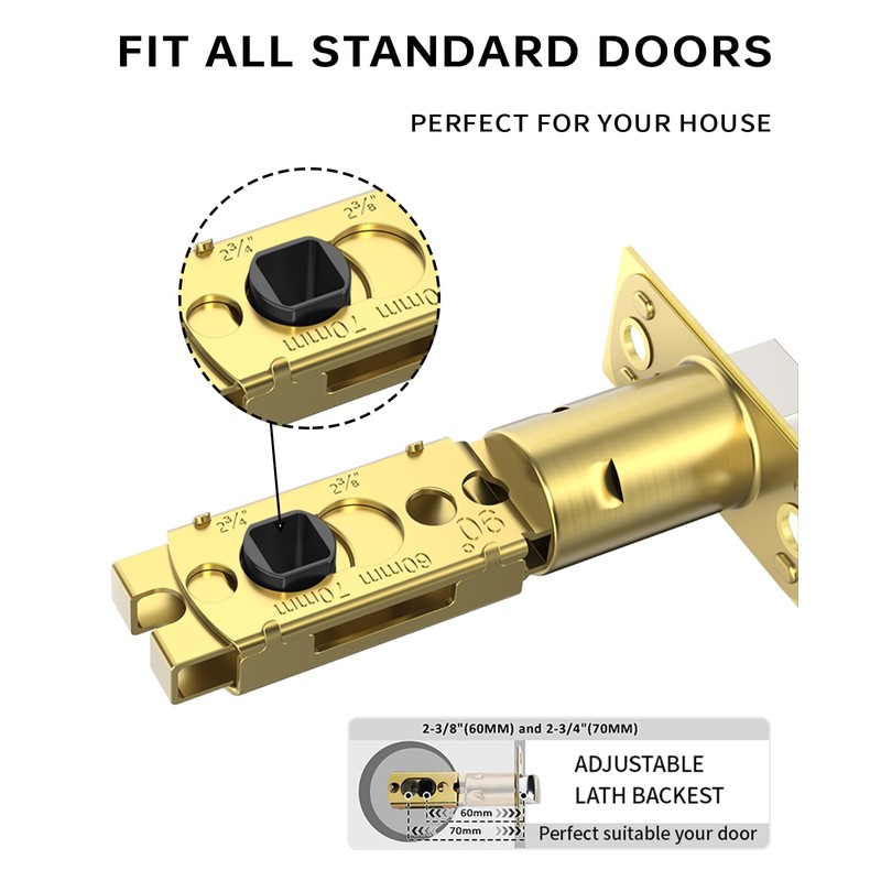 Asidrama 4 Pack Privacy Gold Door Knob with Lock, Brush