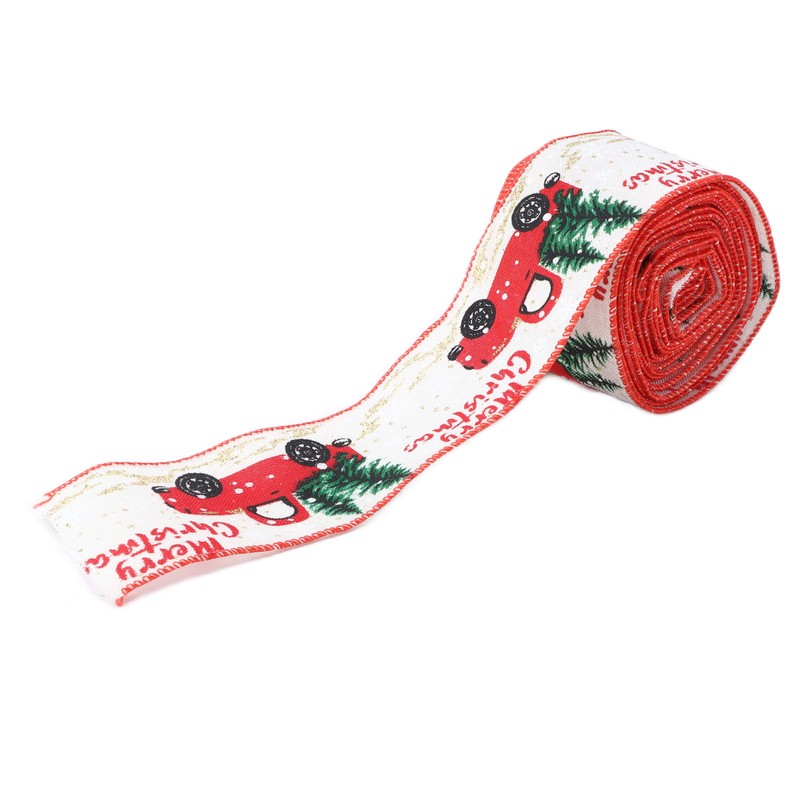2pcs Christmas Decoration Ribbon Clear Vivid Pattern Durable Packaging Ribbon