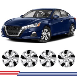 I1MOTOR Hubcaps 16 Inch Wheel Covers for Nissan Altima 2019 2020 2021 2022 2023 2024 2025, R16 Hub Caps Set of 4 Snap on Steel Wheels, Wheel Rims Cover, PP Material, Silver & Black Lacquer