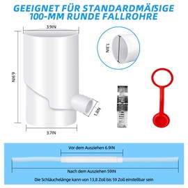 Rainwater Collector, 100 mm Downpipe, with Telescopic Hose, Frost-Proof, Water Collector, 85% Water Yield (White)