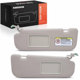 A-Premium Left & Right Sun Visor with Mirror - Compatible with Hyundai Elantra 2011-2015, Driver & Passenger Side, Without Light, Without Sliding Sun Visor Extension, with Card Holder, Beige