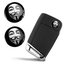SkinoEu 2 x Diameter 14 mm Sticker Anonymous Mask Key Emblem Stickers for Remote Control Car Moto Logo Key Badge Tuning KSK 20