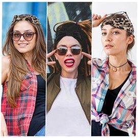 Yuanchu Breite Stirnbänder für Damen, 2 Stück rutschfeste Dicke Boho-Haarbänder Leopard Knot Stirnband Elastische Haarreifen Afrika Headband Yoga Sport Haarband Haarschmuck für Frauen Mädchen