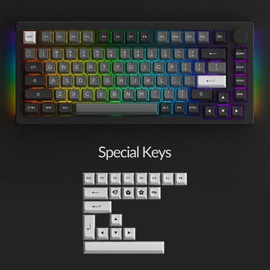 Akko 5075B Plus Mechanical Keyboard 75% Percent RGB Hot-swappable Creamy Keyboard with Knob, Black & Silver Theme with PBT Double Shot ASA Profile Keycaps V3 Creamy Yellow Pro Switch