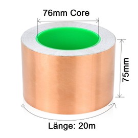 BOMEI PACK Copper Foil Tape 75 mm x 20 m for Guitars and EMI Shielding, Snail Protection, Crafts, Electrical Repairs
