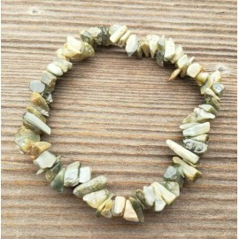 NATURAL CHRYSOBERYL STONE GEMSTONE STRETCHY CHIP BRACELET