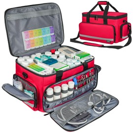LEFOR·Z Medical Bag,First Aid Bag Empty,Home Health Nurse Bag with Detachable Divider,Medical Supplies Storage Tote for Nursing Student,Therapist,Doctors