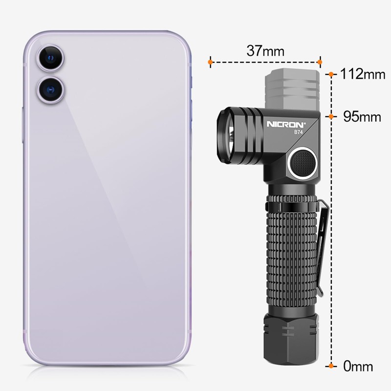 NICRON Flashlight, 700 Lumens 90 Degree Pocket Flashlight Rechargeable IP65