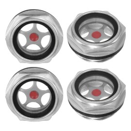 M METERXITY 4-Pack Air Compressor Oil Sight Glass, M27 x 1.5mm Glass No Leak Hex Oil Liquid Level Gauge Fittings W O-Ring for Air Compressor/Pump/Tank Sight Plug Window