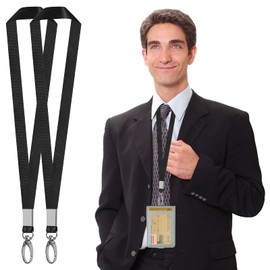15Pack Lanyards for Id Badges Black Key Lanyard with Clip Neck Strap with Badge Clip Bulk Lanyards for Neck Name Badge Holder,Id Card,Keys Strap