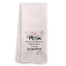 Bnwepo Pink Floral Mom Kitchen Towels, Mother's Day Birthday Gifts for Mom Dish Tea Towels for Kitchen Decor, Mother Gifts from Daughter Son Hand Towels for Bathroom Decor, 16x24 Inches