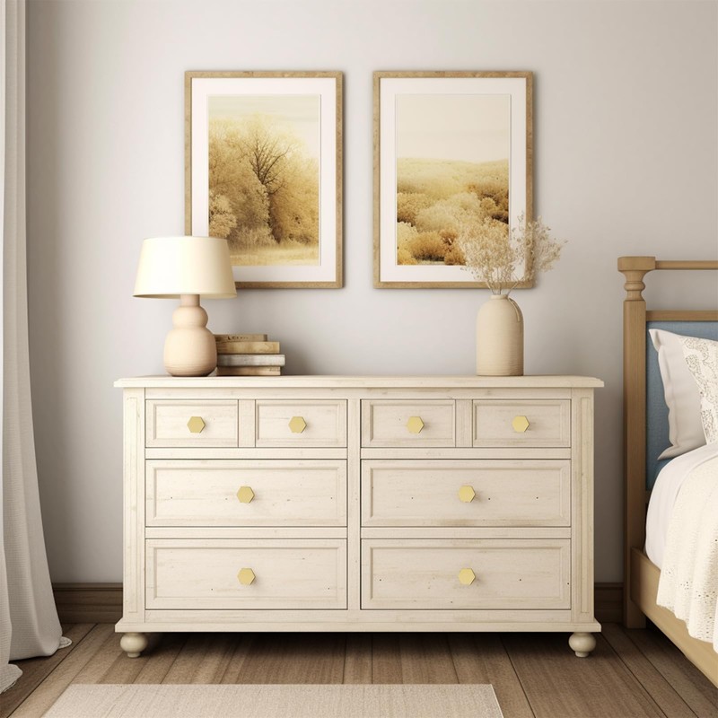 MODMONE 1.18" Cabinet Knobs Solid Brass Dresser Knobs Gold Cabinet