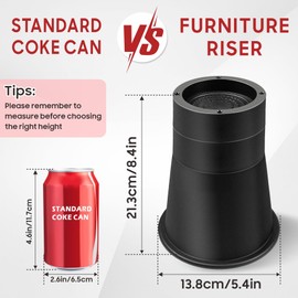 MixDora Bed Risers 4, 6 or 8 Inch Stackable Furniture Risers Heavy Duty Adjustable Chair Raisers for Desks Couches Sofas Table Set of 4 Pack Black (4,6,8 Inch)