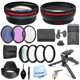 Als Variety 58mm Accessory Bundle with Auxiliary Lens Combo, HD Filters, Macro Close Ups, Battery and Charger for Canon EOS 4000D, 3000D, 1500D, 2000D, 1300D, 1200D, 1100D, Rebel T6, T7, T100