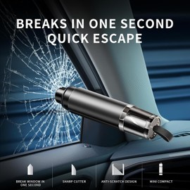 COFSODI Emergency Car Window Breaker, Car Spring Loaded Window Punch, Essential Window Punching Seatbelt Cutter for Driving a Car (4, Black-4PCS)