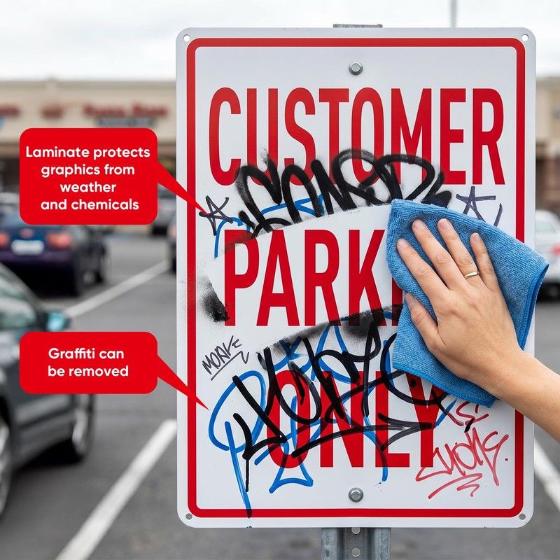 (2 Pack) Customer Parking Sign, 14 x 10 Inches Rust