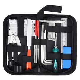 MOTRAIN 25-Piece Professional Guitar Repair Kit, Complete Maintenance Tools for Electric & Acoustic Guitars, Includes String Action Gauge, Hex Wrench Set, Fret Rocker & Radius Gauges