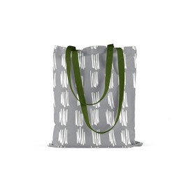 Bonamaison Printed Tote Bag, Reusable Grocery Bag, Shopping Bag, Machine Washable, Foldable, Canvas Cloth Bag with Green Handles, Size: 34x40 Cm
