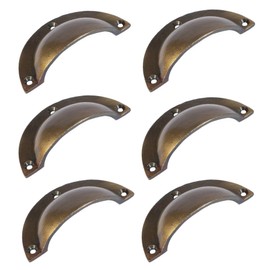 Hammer & Tongs Curved Cabinet Drawer Pull - W95mm x H46mm - Brass - Pack of 6 - Home Cupboard Door Knob Handles Screws Included
