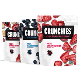 Crunchies Freeze-Dried Fruit Variety Packs, 100% All Natural Crispy Fruit, Non GMO and Kosher, Resealable Freeze Dried Fruit Snack Bags, Pack of 6 (Very Berry Variety Pack)