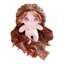 niannyyhouse 20cm Plush Doll Caramel Wave Roll Hair Girl Humanoid Stuffed Body Wearable Clothing Dress Up Gifts (5-with Skeleton)