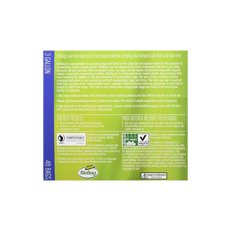 Bio Bag Compostable Small 3 Gallon Bags 48 Count by