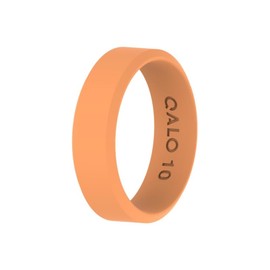 QALO Men & Women's Rubber Silicone Ring, Pela Modern, Silicone Wedding Band for Men & Women, Durable Unisex Engagement Silicone Ring, 6.5mm Wide 1.8mm Thick, Cantaloupe, Size 6