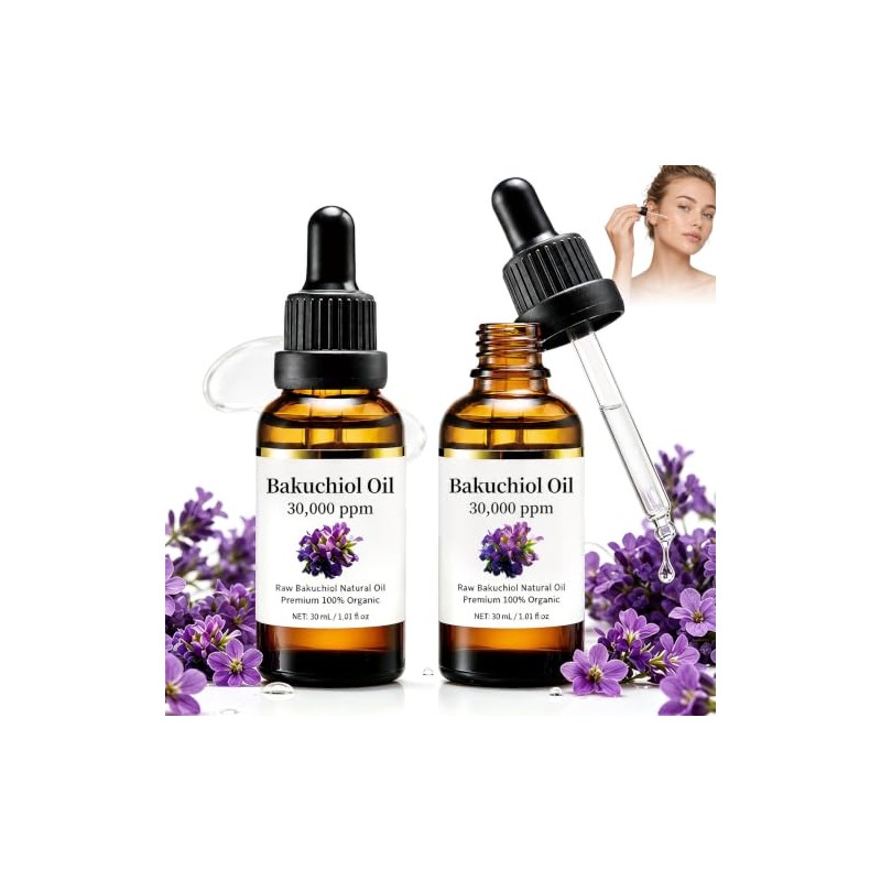 2PCS Aceite de Bakuchiol 30,000 PPM, Sérum Facial